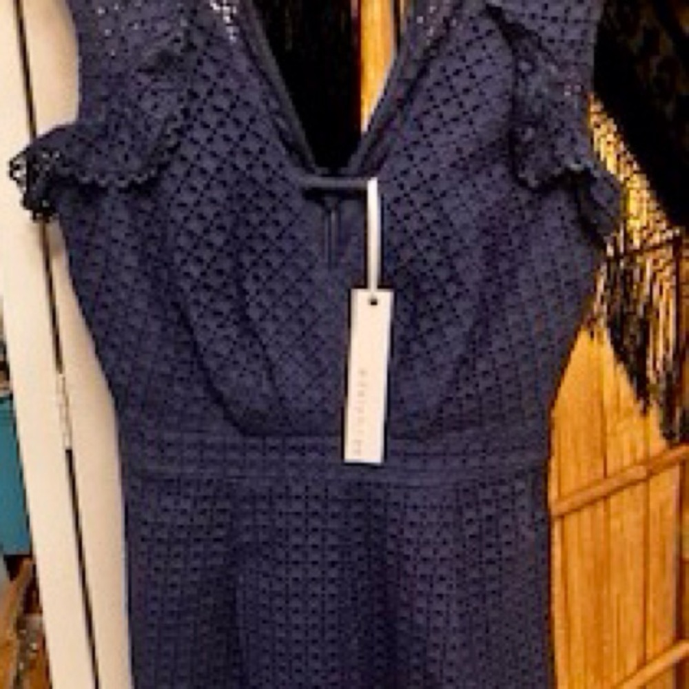 Navy Eyelet Dress